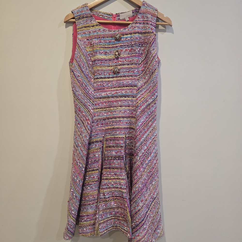 Pink Tweed Midi Dress - A-line